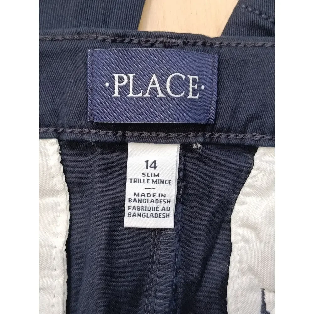 The Children's Place Boys Skinny Slim Stretch Navy Blue Chino Pants - Size 14